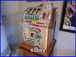 Vintage 1930s Fully Restored Mills Poinsettia Nickel Slot Machine Mint Condition