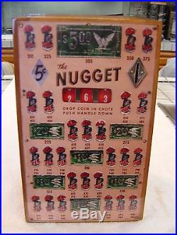 Vintage 1937 Bally Nugget 5 Cent Coin Op Trade Stimulator Slot Machine Antique