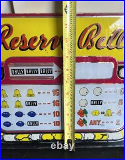 Vintage 1940's Bally Reserve Slot Machine Game 2- Glass Panels Only Art Read