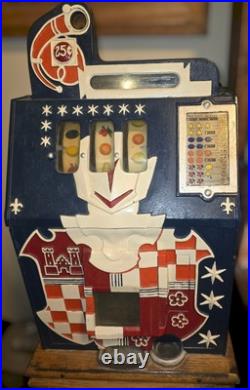 Vintage 25¢ Mills High. Top Slot Machine Castle Front WORKING CONDITION