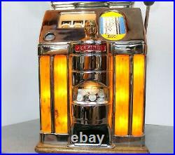 Vintage 25-cent Jennings Sun Chief Tic Tac Toe Light Up Slot Machine 1950s