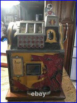 Vintage 5 cent Gooseneck Bell Lion Head Slot Machine 1930's mills 1920-30s