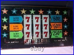 Vintage 777 $50 Pay Out Slot Machine Glass