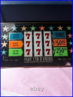 Vintage 777 $50 Pay Out Slot Machine Glass