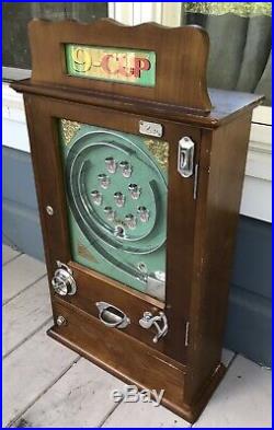 Vintage Allwin 9 Cup Coin Operated Wall Slot Machine Game
