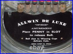 Vintage Allwin De Luxe Penny Slot Machine with No Key