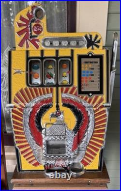 Vintage Antique 25 Cent War Eagle Coin Op Mechanical Casino Slot Machine Jackpot