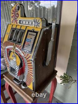 Vintage Antique 25 Cent War Eagle Coin Op Mechanical Casino Slot Machine Jackpot