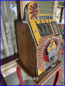 Vintage Antique 25 Cent War Eagle Coin Op Mechanical Casino Slot Machine Jackpot