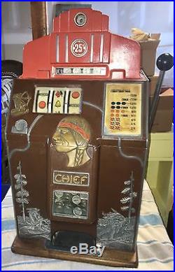 Vintage Antique Indian Chief Slot Machine Working