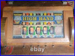 Vintage Bally 5 Cent Coin Op High Hand Poker Console Slot Machine