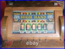 Vintage Bally 5 Cent Coin Op High Hand Poker Console Slot Machine