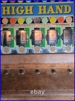 Vintage Bally 5 Cent Coin Op High Hand Poker Console Slot Machine