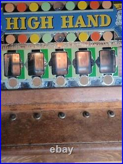 Vintage Bally 5 Cent Coin Op High Hand Poker Console Slot Machine