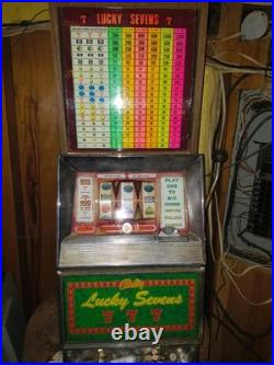Vintage Bally 777 Nickel Slot Machine Coin Operated
