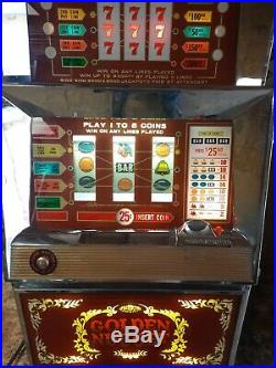 Vintage Ballys slot Machine 25 cent 5 line machine works GOLDEN NUGGET 873