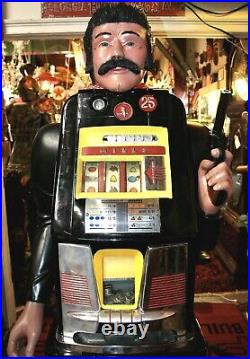 Vintage Bandit Character Mills Slot Machine 25 cent