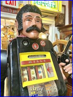 Vintage Bandit Character Mills Slot Machine 25 cent