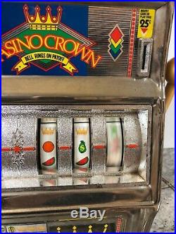 Vintage Casino Crown 25 Cent Slot Machine Gambling Antique w Original Box Works