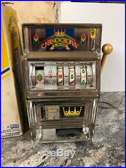 Vintage Casino Crown 25 Cent Slot Machine Gambling Antique w Original Box Works