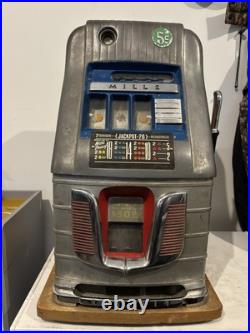 Vintage Circa 1950 Mills Bell-O-Matic High Top 5 Cent Slot Machine Original