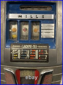Vintage Circa 1950 Mills Bell-O-Matic High Top 5 Cent Slot Machine Original