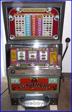 Vintage El Rancho Las Vegas 25 Cent Slot Machine 9/12/1978 Non-working New Parts