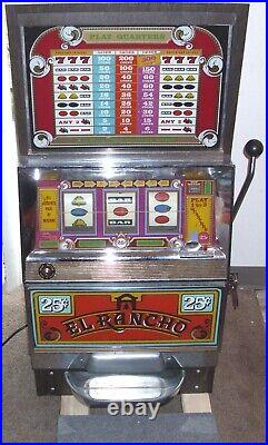 Vintage El Rancho Las Vegas 25 Cent Slot Machine 9/12/1978 Non-working New Parts