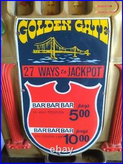 Vintage Golden Gate Casino 1940's Mills Golden Falls Antique 5 cent slot machine