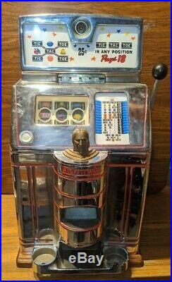 Vintage Jennings 25 Cent Tic Tac Toe Standard Chief Slot Machine Original Estate