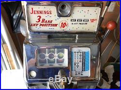 Vintage Jennings Sun Chief 10 Cent Tic Tac Toe Slot Machine 1940's. Look