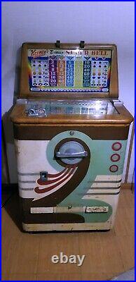Vintage Keeney's Bonus Super Bell Wooden Nickel Slot Machine