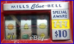 Vintage MILLS Blue Bell 5 Cent Hi Top Slot Machine Bar Top Man Cave NR