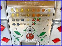 Vintage MILLS Chrome Bell Diamond Front 5 CENT Slot Machine -Works Great withVideo