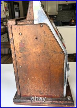Vintage MILLS Chrome Bell Diamond Front 5 CENT Slot Machine -Works Great withVideo
