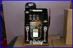 Vintage MILLS GOLDEN NUGGET 25c Quarter Mechanical Slot Machine WORKS