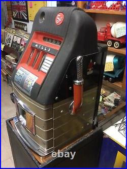 Vintage Mill's High Top 5 cent Slot Machine with Original Stand. Excellent Cond