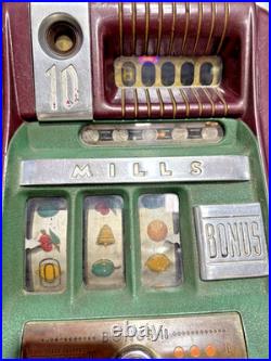 Vintage Mills 10 Cent High Top Bonus 18 Slot Machine