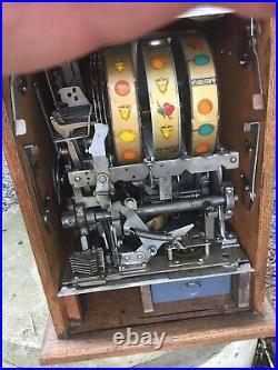 Vintage Mills 25 Cent Bell Fruit Gum Slot Machine One Arm Bandit Original