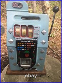 Vintage Mills 25 Cent Bell Fruit Gum Slot Machine One Arm Bandit Original