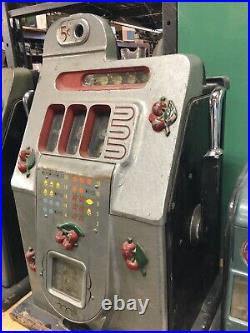 Vintage Mills 5 Cent BLACK CHERRY Mechanical Slot Machine 1940s Works And Pays