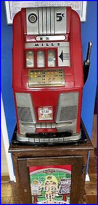 Vintage Mills 5 Cent Slot Machine, Good Condition, Recently Stopped Working