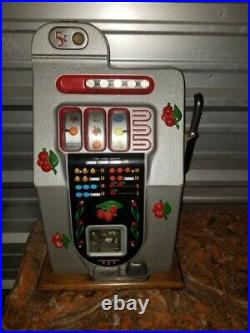 Vintage Mills 5 cent Slot Machine Black Cherry Very Nice See Pics. Antique