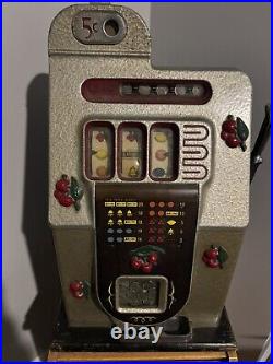 Vintage Mills Black Cherry 5 Cent Antique Slot Machine