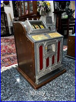 Vintage Mills Castle Slot Machine 5 Cent Antique