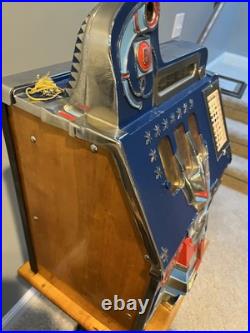 Vintage Mills Castle front Nickel Slot Machine and Stand