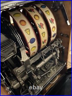 Vintage Mills Castle front Nickel Slot Machine and Stand