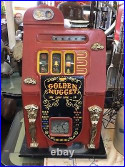 Vintage Mills GOLDEN NUGGET 5 Cent Slot Machine WORKING One Arm