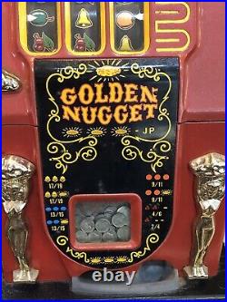 Vintage Mills GOLDEN NUGGET 5 Cent Slot Machine WORKING One Arm