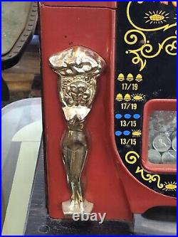 Vintage Mills GOLDEN NUGGET 5 Cent Slot Machine WORKING One Arm